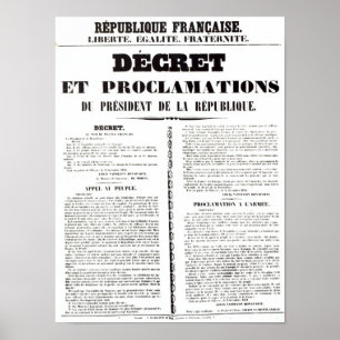 Poster Decreto & proclamação por Napoleon Bonaparte
