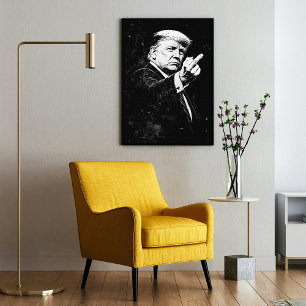 Poster Dedo do Meio Trump 2026 Meme Engraçado