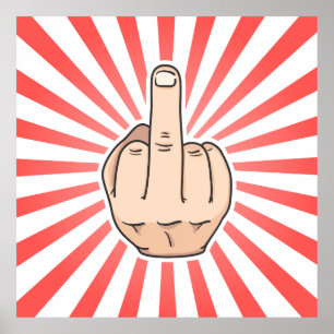 Poster Dedo médio com design vermelho das listras