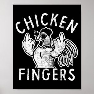 Poster Dedos de Frango, Dedos do Meio, Frango Engraçado