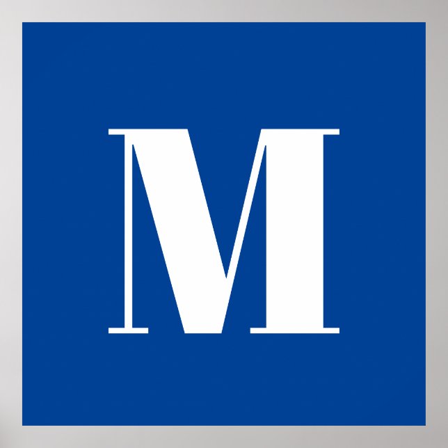 Poster Deep Blue - Letra inicial Monograma Na moda modern (Frente)