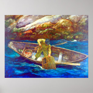 Poster Deep Cove Lobster Man N. C. Wyeth cerca de 1938