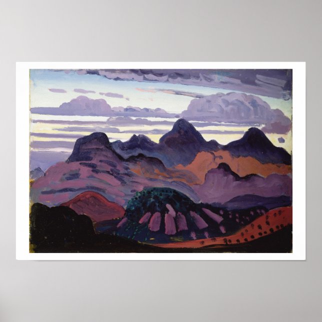 Poster Deep Twilight, Pyrenees, c.1912-13 (oil on panel) (Frente)