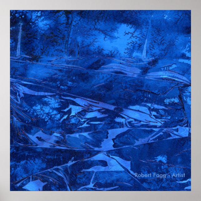 Pôster "Deep Water #5" Abstrato Art de Robert Fagg azul (Frente)