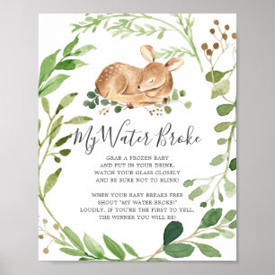 Poster Deer Chá de fraldas Meu Sinal De Água Quebrada