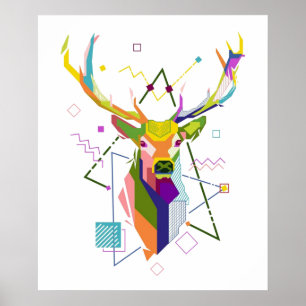 Poster Deer Geométrico Colorido Moderno