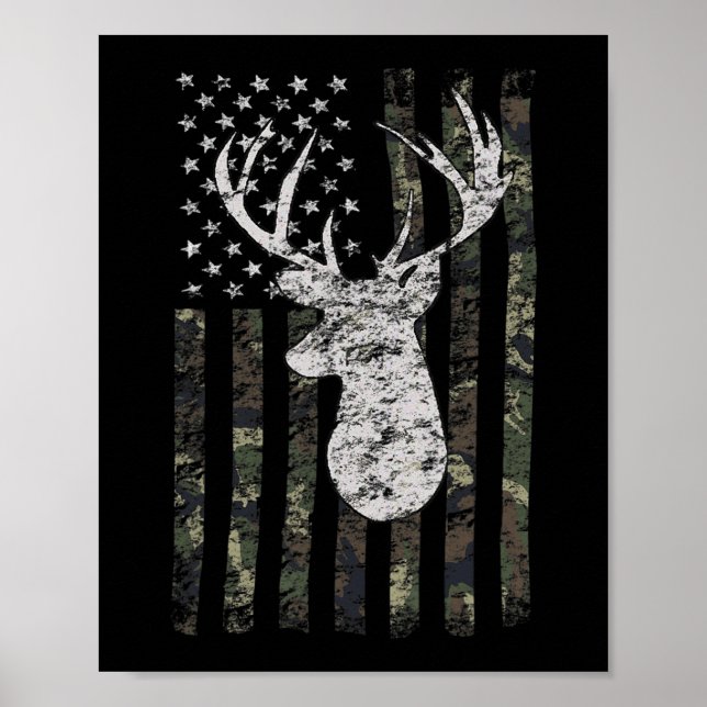 Poster Deer Hunting Camo American Flag (Frente)
