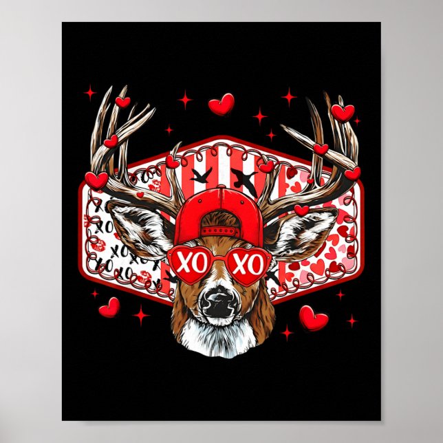 Poster Deer Hunting Xoxo Valentine Buck Boys Cap Men Wome (Frente)