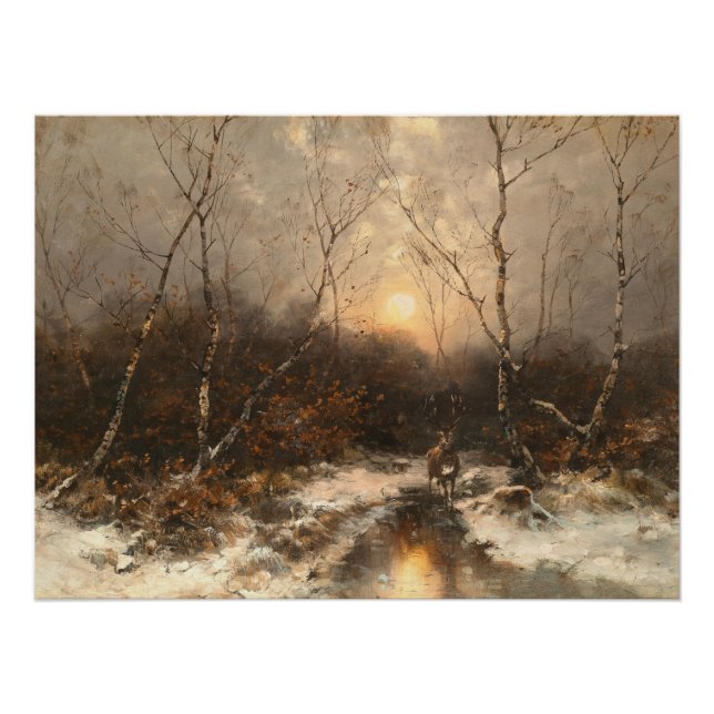 Pôster Deer in a Forest - Désiré Thomassin (Frente)