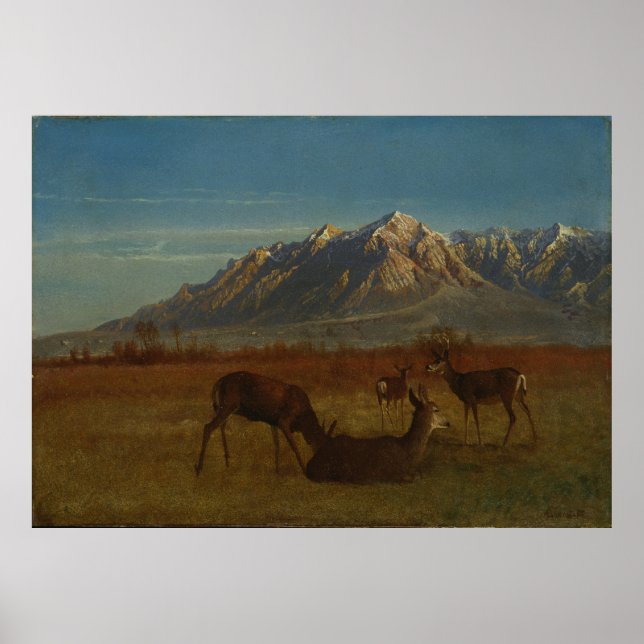 Poster Deer in Mountain Home por Albert Bierstadt (Frente)