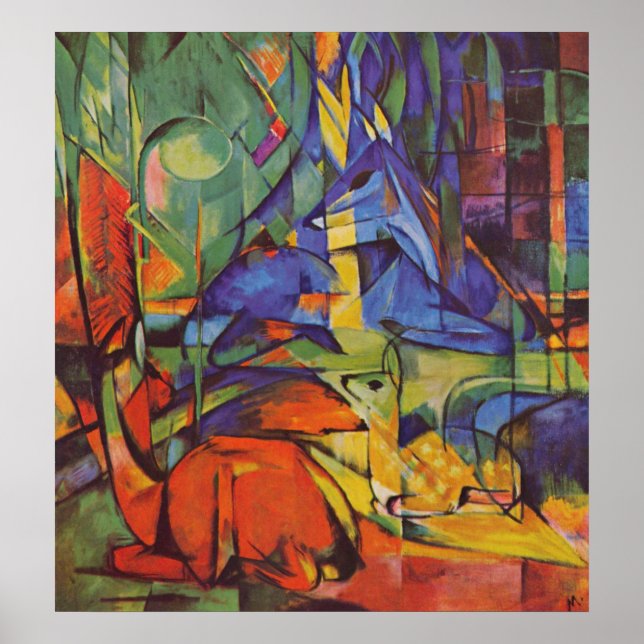 Poster Deer in the Forest Franz Marc (Frente)