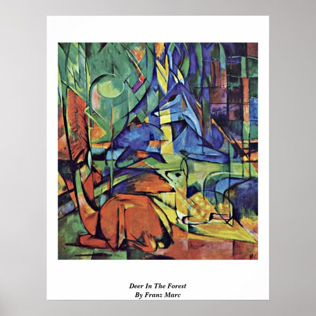 Pôster Deer In the Forest (Ii), Por Franz Marc (Frente)