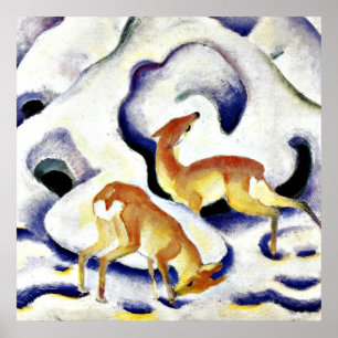 Poster Deer in the Snow by Franz Marc