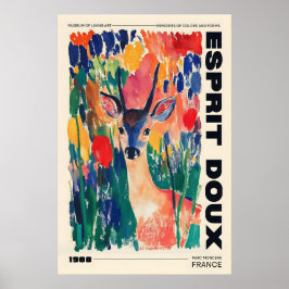 Poster Deer in Wildflowers Art Print Colorful Animal Home