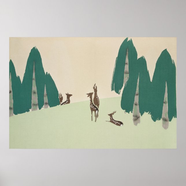 Poster Deer Kamisaka Sekka japan pintura canvas cc0 (Frente)