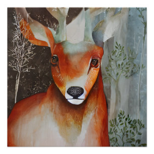 Pôster Deer Mixed Media