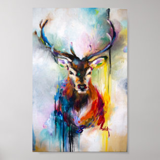Pôster deer oil painting