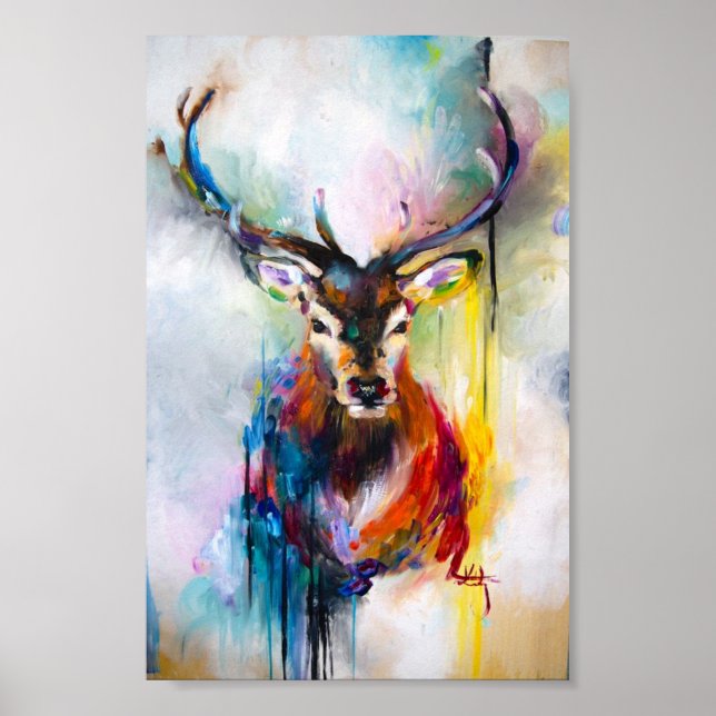 Pôster deer oil painting (Frente)