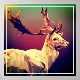 Poster Deer Polygon Design