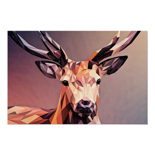 Pôster Deer Small Poly Art Design (Frente)
