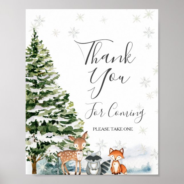 Poster Deer Winter ONEderland Obrigado por vir (Frente)