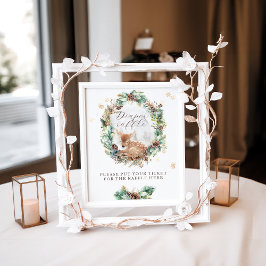 Poster Deer Winter Woodland Chá de fraldas Fralda Raffle