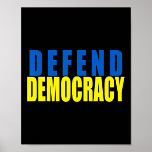 Poster Defender Democracia Cores da Bandeira da Ucrânia