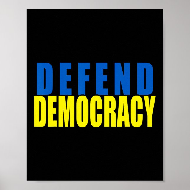 Poster Defender Democracia Cores da Bandeira da Ucrânia  (Frente)