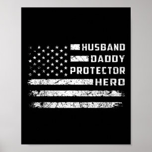 Poster Defensor do Pai Herói Pais de Bandeira Americanos