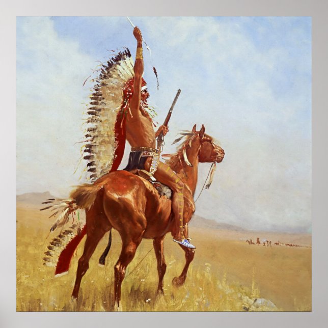 Poster "Defiance" Arte Ocidental de Frederic Remington (Frente)