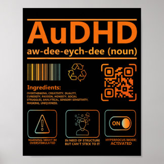 Poster Definição AuDHD Gráfico de Conscientização da Neur