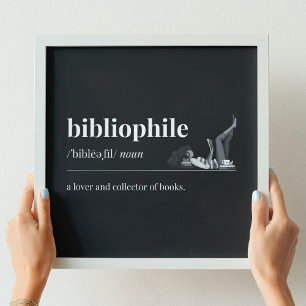 Poster Definição bibliófila de um trevo de livros (Preto)