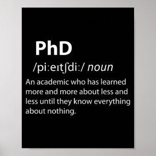 Poster Definição de dicionário engraçado de Phd estudante