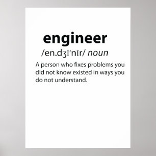 Poster Definição de Dicionário Funny do engenheiro