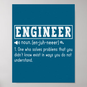Poster Definição de Engenheiro Engraçado Solução de Probl