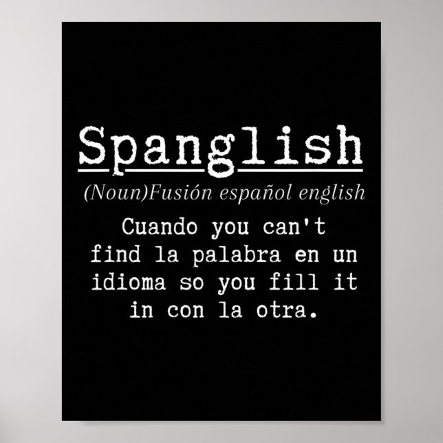 Poster Definição de Espanglês Professora de Espanhol Engr (Frente)
