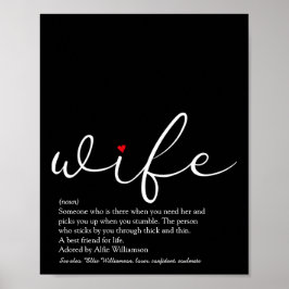 Poster Definição de Esposa Chic Script Vermelho Coração D