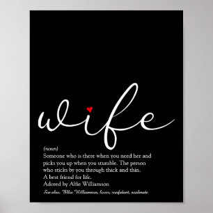 Poster Definição de Esposa Chic Script Vermelho Coração D
