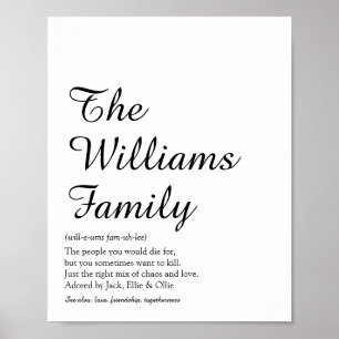 Poster Definição de Família Script Preto e Branco