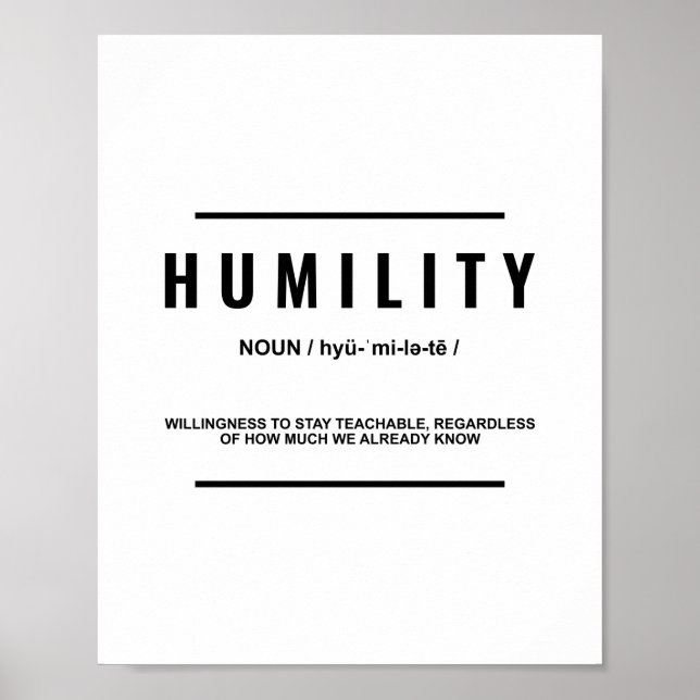 Poster Definição de Humildade | Cotação Inspirativa (Frente)