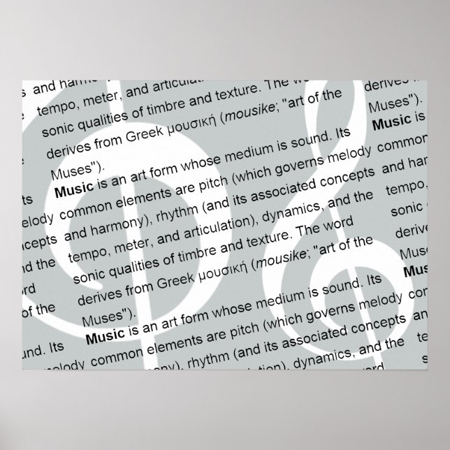 Pôster definição de música com g-clef (Frente)