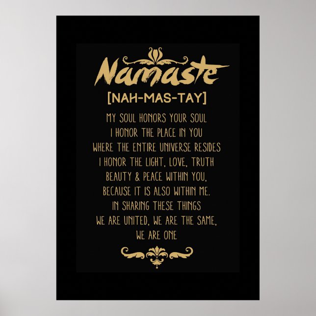 Poster Definição de Namaste do Budismo Inspirador (Frente)
