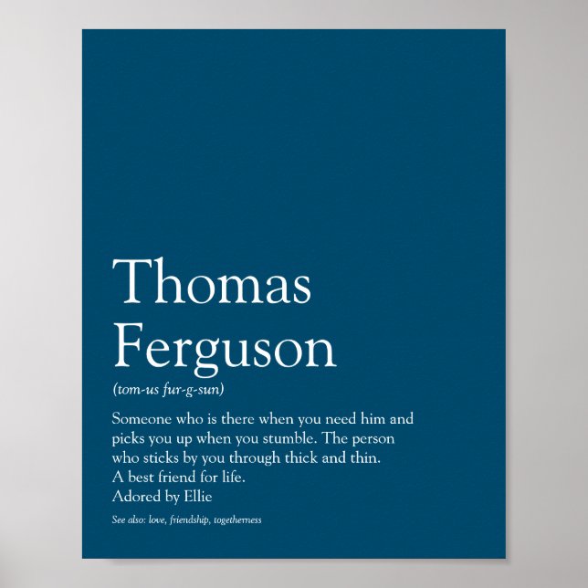 Poster Definição de Nome Azul Tipográfico Moderno (Frente)