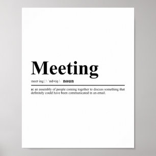 Poster Definição de Reunião Citação Engraçada