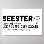 Poster Definição de Sister Funny Seester<br><div class="desc">Definição engraçada de Seester: Como uma irmã,  só mais legal. Veja também o melhor amigo da vida. Presente para irmã.</div>