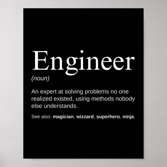 Poster Definição de Trabalho Engraçado do engenheiro (Frente)
