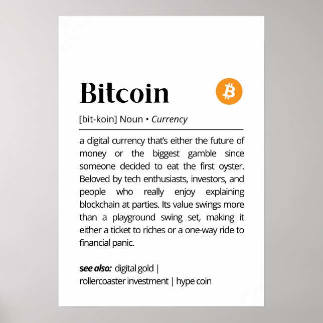 Poster Definição Engraçada de Bitcoin (Frente)