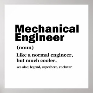 Poster Definição Engraçada de Engenheiro Mecânico Engenha
