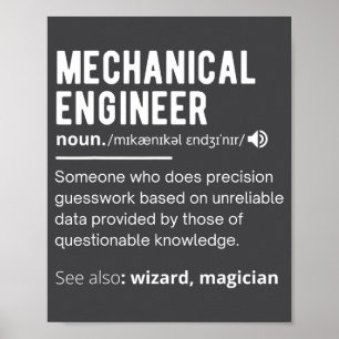 Poster Definição Engraçada de Engenheiro Mecânico Engenha