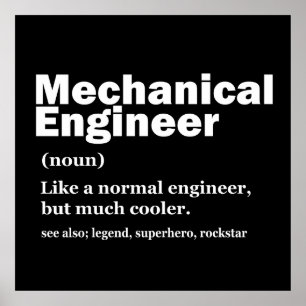 Poster Definição Engraçada de Engenheiro Mecânico Engenha